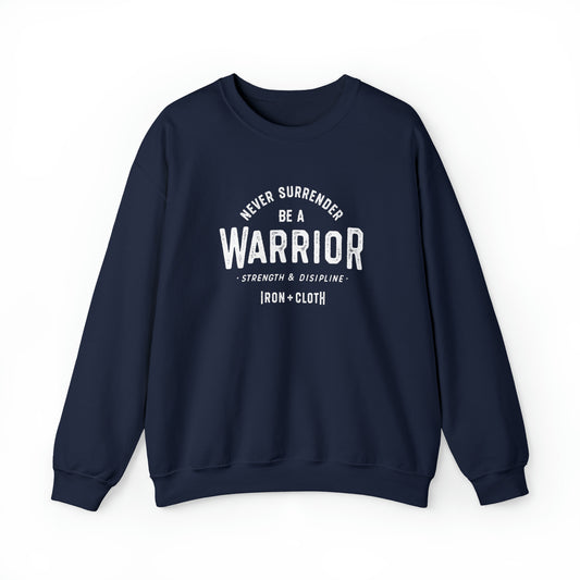 Warrior: Unisex Heavy Blend™ Crewneck SweatshirtIdeal for any situation, a unisex heavy blend crewneck sweatshirt is pure comfort. These garments are made from polyester and cotton. This combination helps designs SweatshirtIron and Cloth Clothing Company
